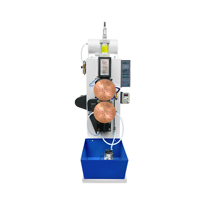HWASHI Roller Spot Welder Ventilación de conducto manual de lata de estaño de costura lateral máquina de soldadura de rodillo a rodillo Banner welder
