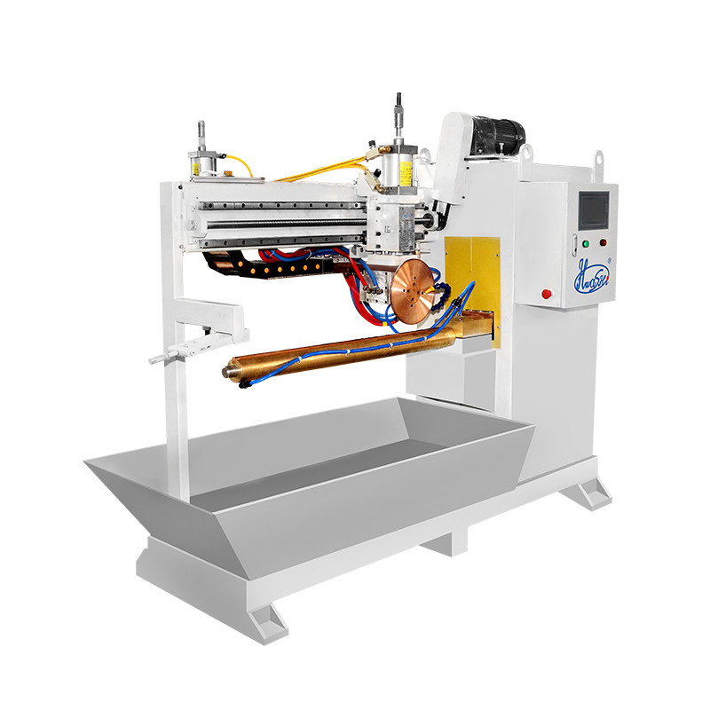 Hwashi Máquina de fabricación de depósito de combustible de doble estación de 380V personalizada, máquina de soldadura de costura / rollo para depósito