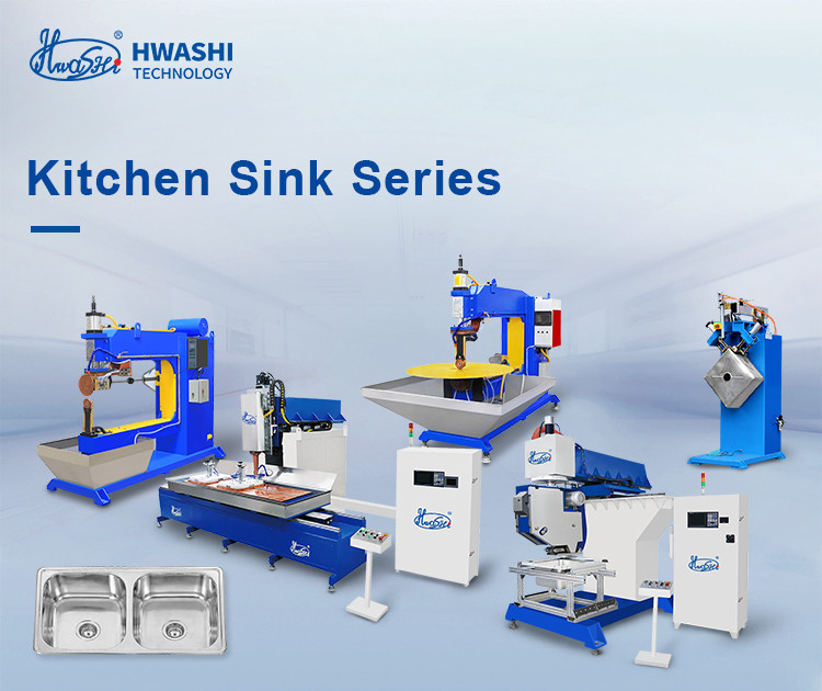 Hwashi Inox SS304 máquina de soldadura de costura de doble fregadero de cocina y máquina de pulido de fregadero CNC de acero inoxidable