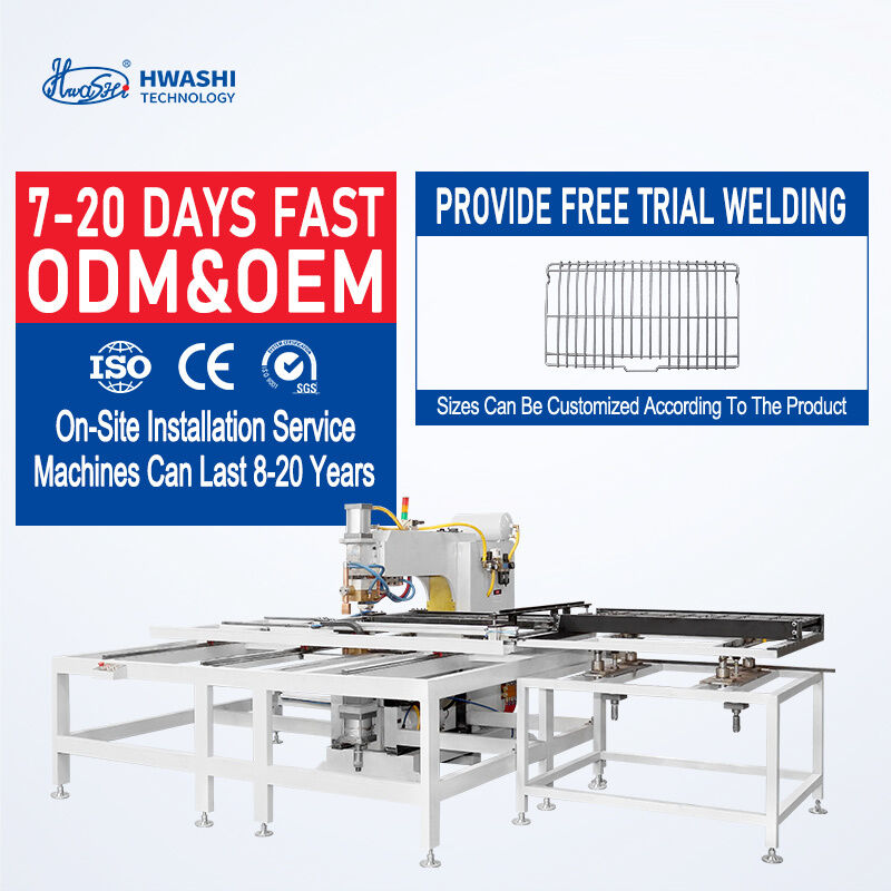 Máquina de soldadura por puntos de malla de alambre de múltiples cabezales automática Hwashi con tecnología de soldadura adaptativa y posicionamiento de alta precisión