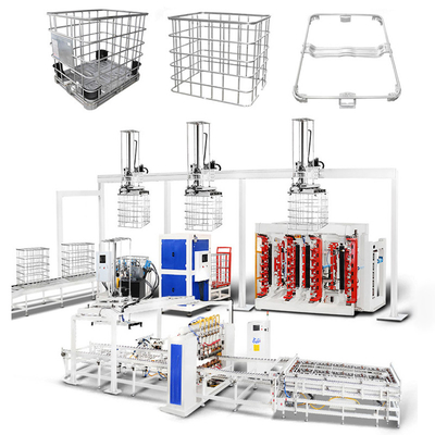 Máquina de soldadura de contenedores a granel controlada por PLC de línea de producción automática IBC Cage Frame