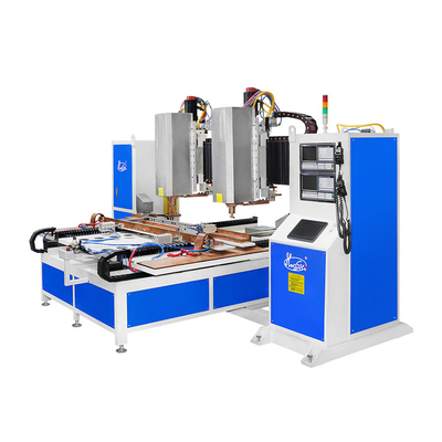 Hwashi CNC de siete ejes de doble cabeza Auotmaitc máquina de soldadura por puntos para el marco de tubo de la puerta