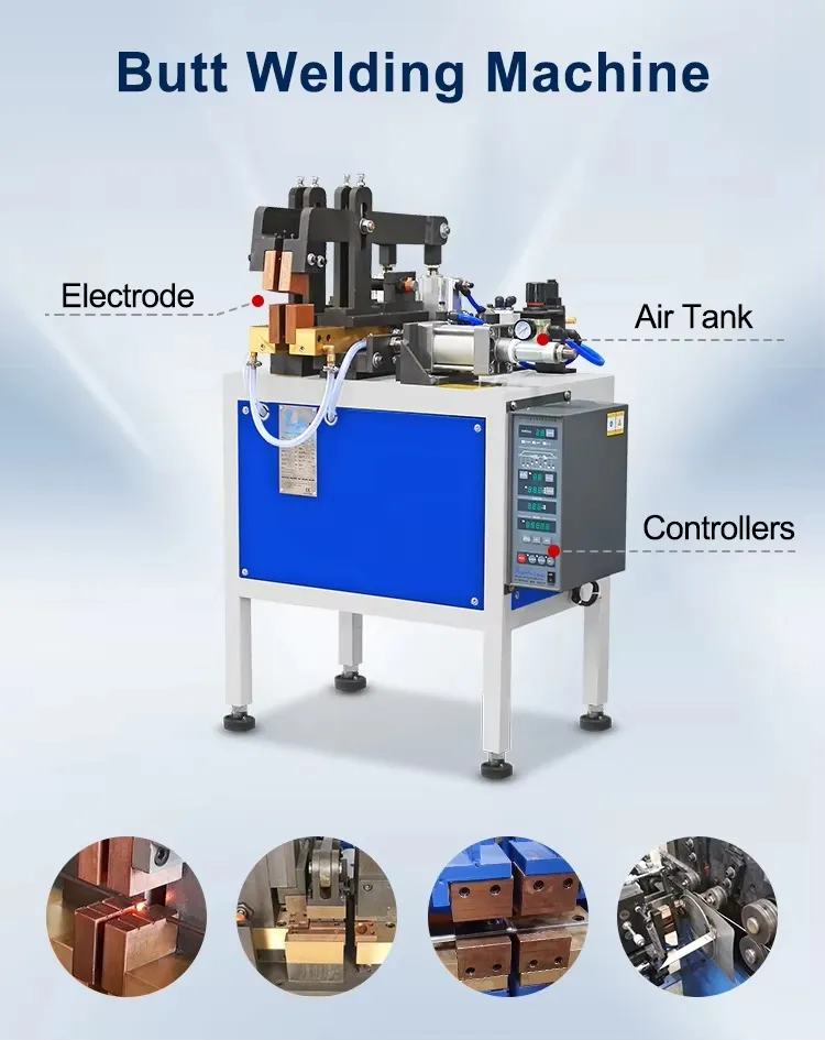 HWASHI Diámetro de alambre 2-8mm Máquina de soldadura automática para hacer anillos con traseros Máquina de soldadura de traseros con barra de anillos circulares con resistencia neumática 2