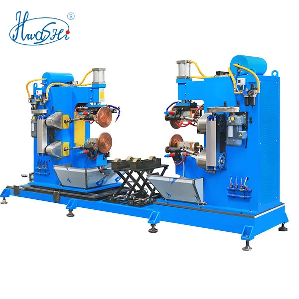 Hwashi personalizado 38ov Máquina de fabricación de tanques de combustible de doble estación, máquina de soldadura de costura / rollo para tanques 1