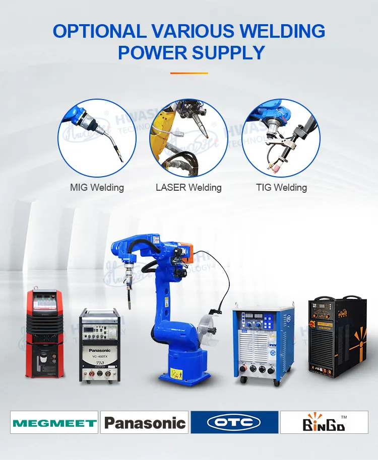 Máquina de soldadura industrial Hwashi CNC robótica de 6 ejes con servo, soporte de posicionador de brazo de robot de soldadura, robot de soldadura automático TIG 8