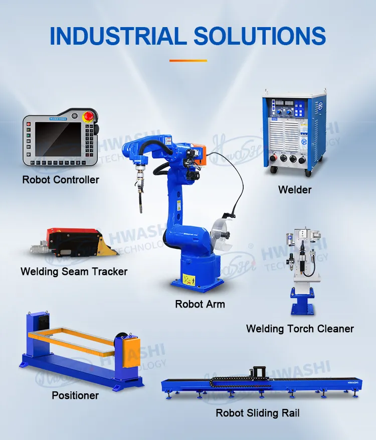 Máquina de soldadura industrial Hwashi CNC robótica de 6 ejes con servo, soporte de posicionador de brazo de robot de soldadura, robot de soldadura automático TIG 7